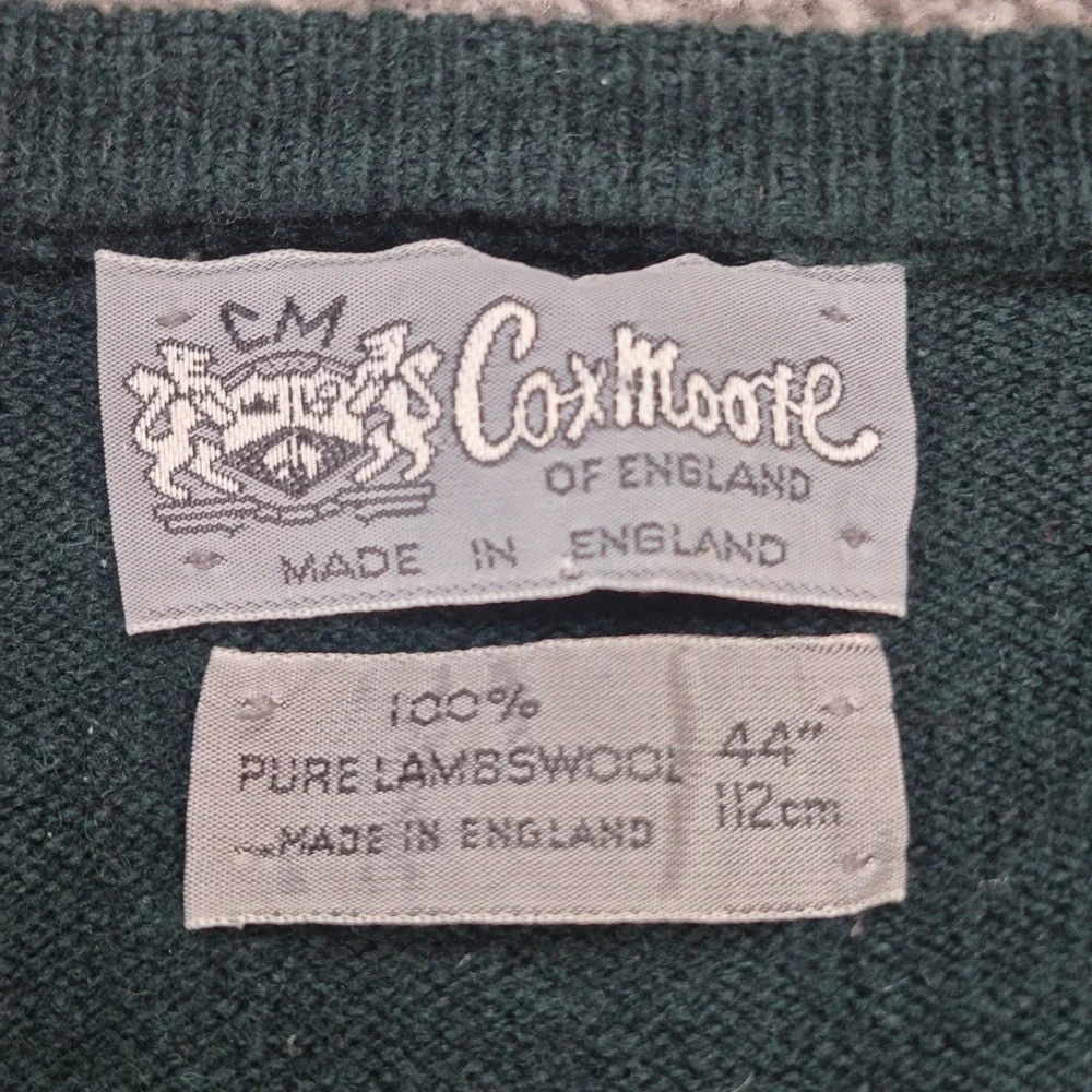 Vintage CoxMoore of England Sweater Mens 44 Green 100% Pure Lambswool Knit